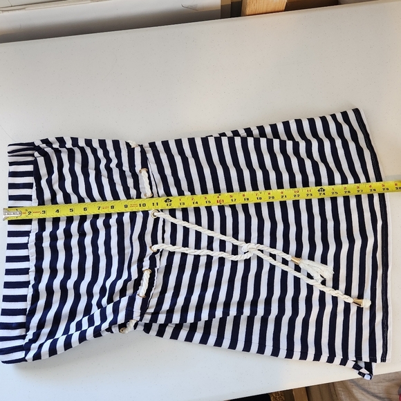 St Tropez Navy White Nautical Stripe Beach Swim Cover-Up Dress Size Large - Picture 5 of 9